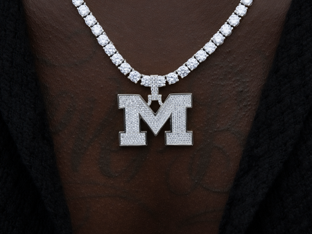 University of Michigan Wolverines Official NCAA Micro Logo Pendant in White Gold Online Hot Sale