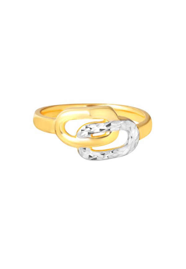 TOMEI Dual-Tone Interlocking Ring, Yellow Gold 916 Hot on Sale