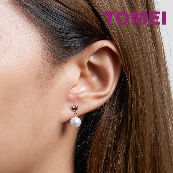 TOMEI Rouge Collection Petite Love Pearl Earrings, Rose Gold 750 Online Sale