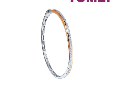 TOMEI Rosy Winter Collection Diamond Bangle, White+Rose Gold 585 Sale