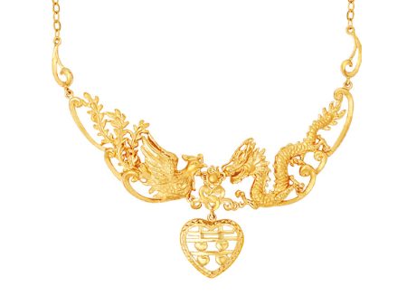 TOMEI Dragon Phoenix Double Happiness Necklace, Yellow Gold 916 Sale