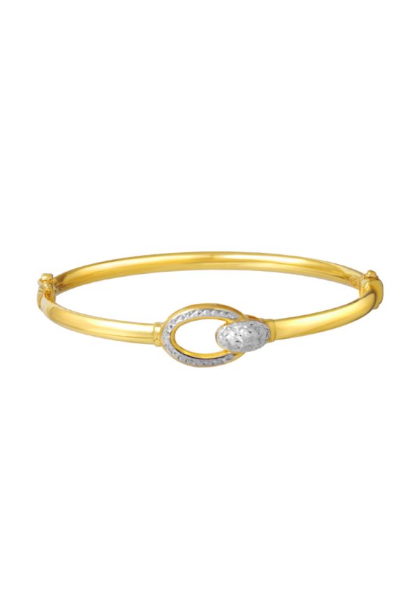 TOMEI Dual-Tone Buckle Bangle, Yellow Gold 916 For Cheap