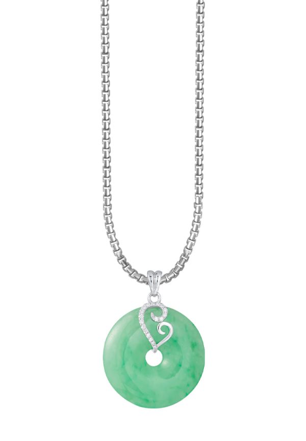 TOMEI Green Jade Circle Pendant, White Gold 750 Online Sale