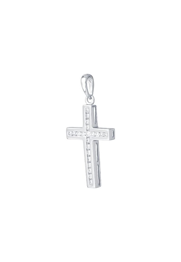 TOMEI Cross Diamond Pendant, White Gold 750 on Sale