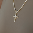 Diamond Pave Cushion Circle Cross Pendant in Yellow Gold For Cheap