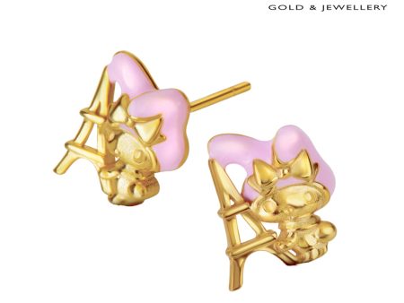 TOMEI My Melody with Parisienne Eiffel Joy Earrings, Yellow Gold 916 Online Hot Sale