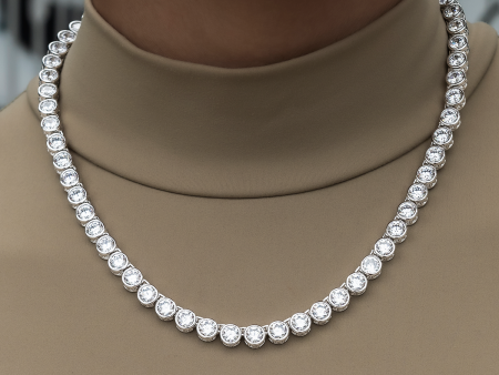 Bezel Tennis Necklace in White Gold- 5mm Online now