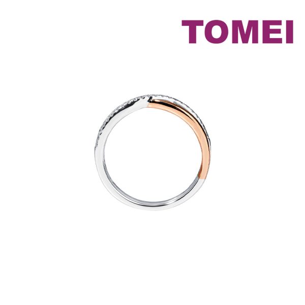 TOMEI Eternal Twine Collection Diamond Ring, White+Rose Gold 585 on Sale