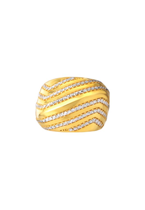 TOMEI Lusso Italia Dual-Tone Wave Inspired Ring, Yellow Gold 916 Fashion