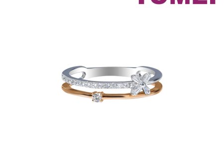 TOMEI Eternal Twine Collection Diamond Ring, White+Rose Gold 585 Online