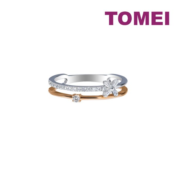 TOMEI Eternal Twine Collection Diamond Ring, White+Rose Gold 585 Online