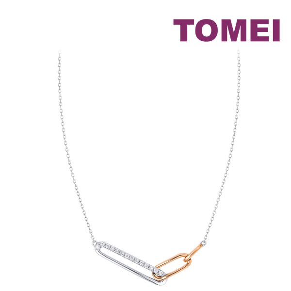 TOMEI Rosy Winter Collection Diamond Necklace, White+Rose Gold 585 Online