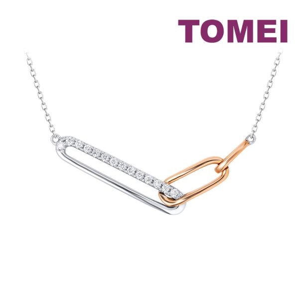 TOMEI Rosy Winter Collection Diamond Necklace, White+Rose Gold 585 Online