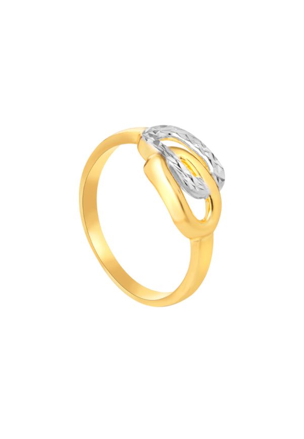 TOMEI Dual-Tone Interlocking Ring, Yellow Gold 916 Hot on Sale