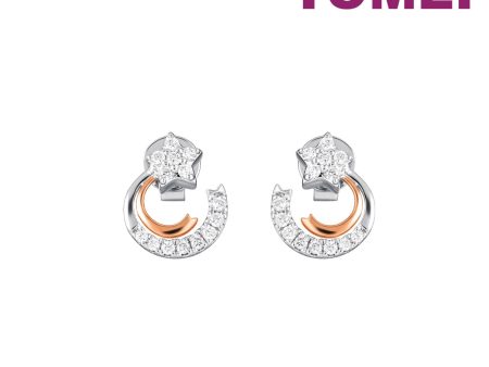 TOMEI Starlit Stud Earrings, White+Rose Gold 585 For Cheap