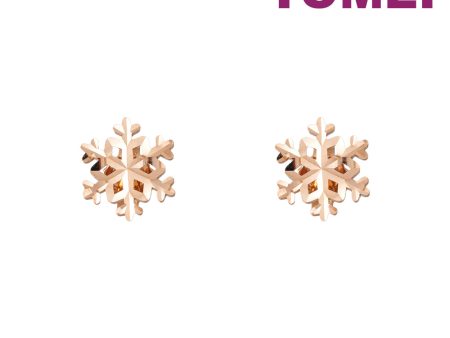 TOMEI Rouge Collection Snow Flake Stud Earrings, Rose Gold 750 For Sale