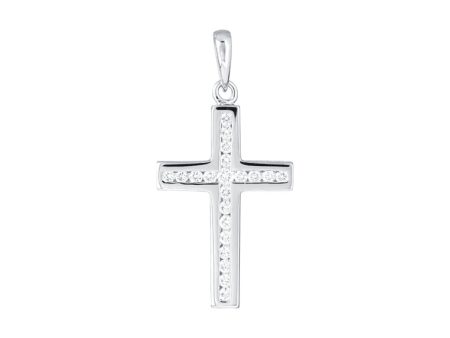 TOMEI Cross Diamond Pendant, White Gold 750 on Sale