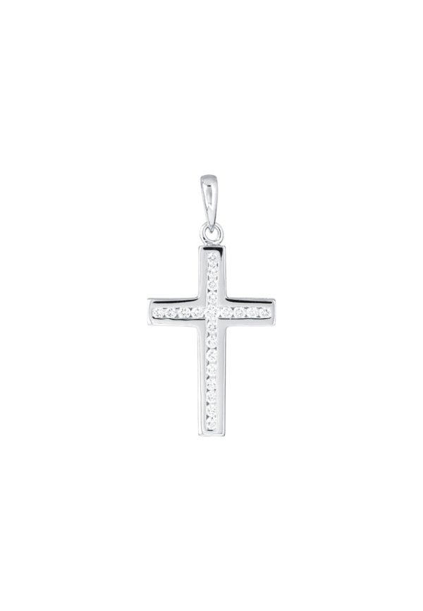 TOMEI Cross Diamond Pendant, White Gold 750 on Sale