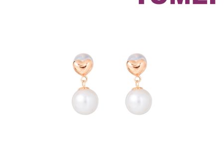 TOMEI Rouge Collection Petite Love Pearl Earrings, Rose Gold 750 Online Sale