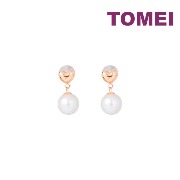 TOMEI Rouge Collection Petite Love Pearl Earrings, Rose Gold 750 Online Sale