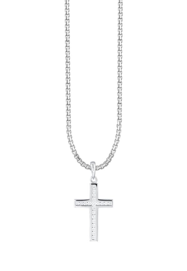 TOMEI Cross Diamond Pendant, White Gold 750 on Sale