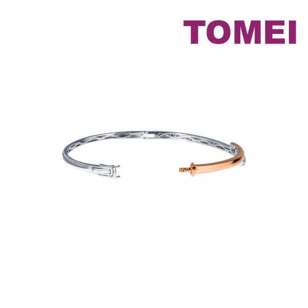 TOMEI Rosy Winter Collection Diamond Bangle, White+Rose Gold 585 For Cheap