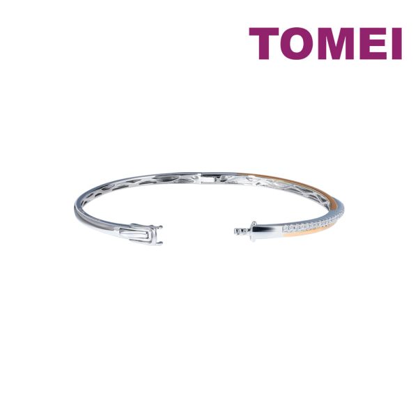 TOMEI Rosy Winter Collection Diamond Bangle, White+Rose Gold 585 Sale