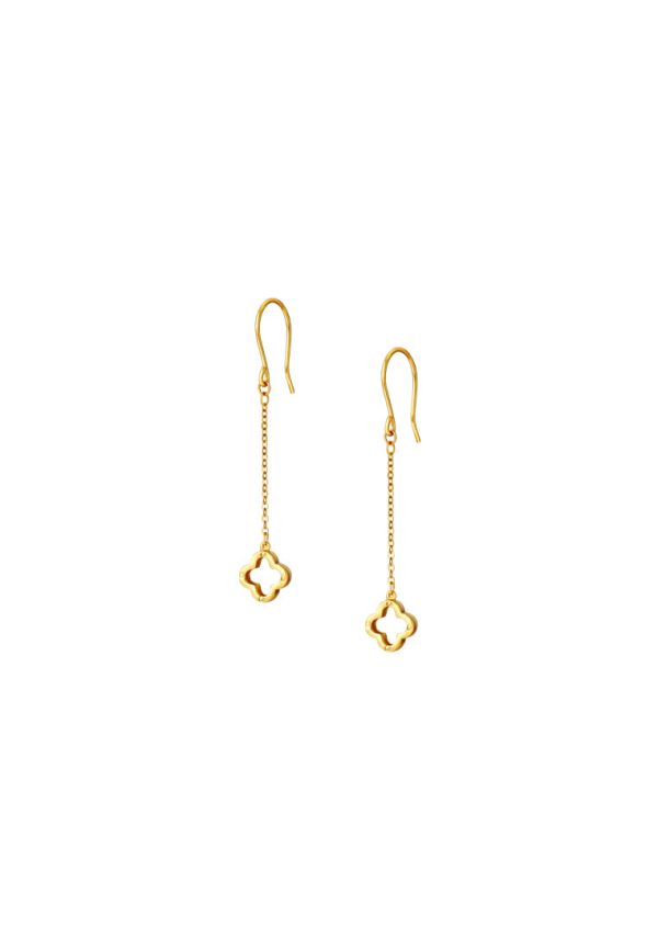 TOMEI [Online Exclusive] Lusso Italia Drop Clover Earrings, Yellow Gold 916 on Sale