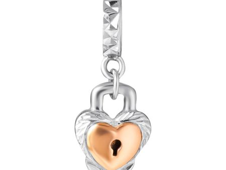 TOMEI Heart Lock Charm, White Gold & Rose Gold 585 For Cheap