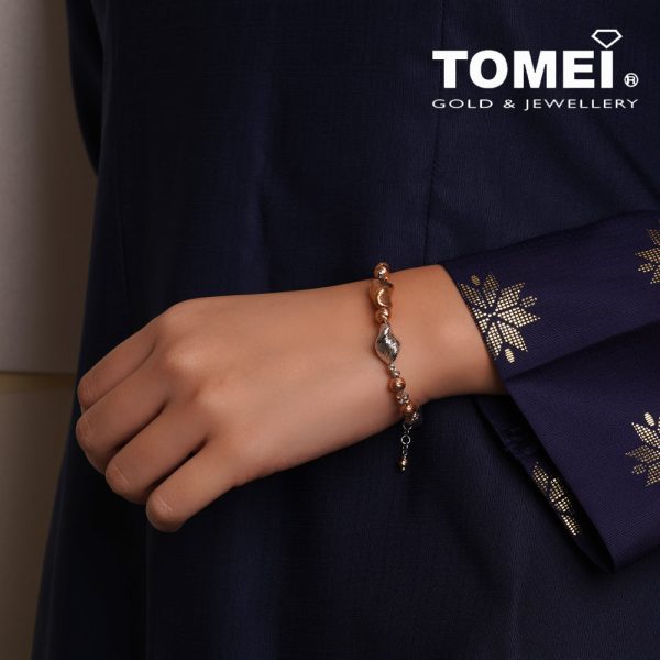 TOMEI Dual-Tone Glittering Shells Bracelet, White+Rose Gold 585 Online Hot Sale