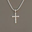 Diamond Pave Cushion Circle Cross Pendant in Yellow Gold For Cheap