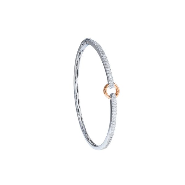 TOMEI Rosy Winter Collection Diamond Bangle, White+Rose Gold 585 Hot on Sale