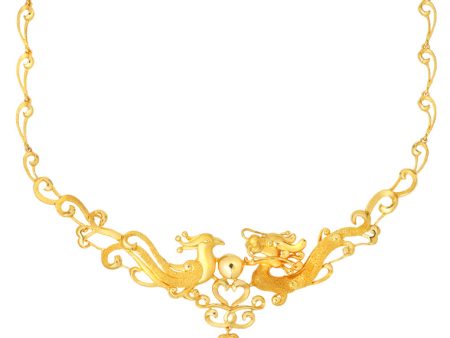 TOMEI Eternal Dance Of The Dragon & Phoenix Necklace, Yellow Gold 916 Online