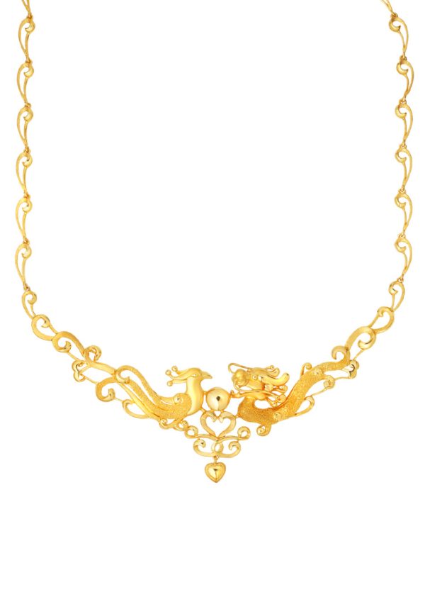 TOMEI Eternal Dance Of The Dragon & Phoenix Necklace, Yellow Gold 916 Online