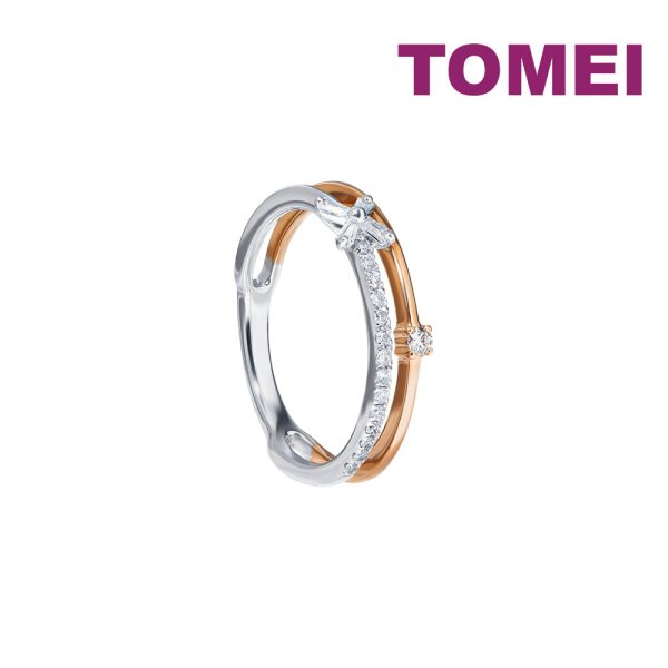 TOMEI Eternal Twine Collection Diamond Ring, White+Rose Gold 585 Online