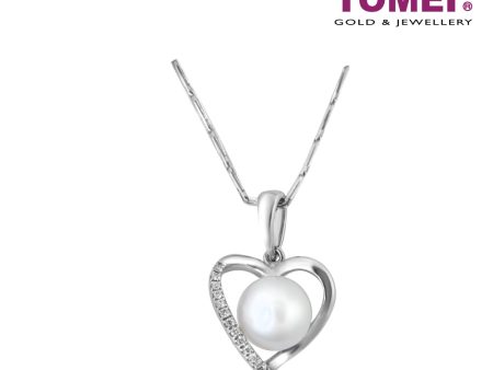 TOMEI Glamorously Verve Heart Pendant Set, Pearl White Gold 585 (P4523) on Sale