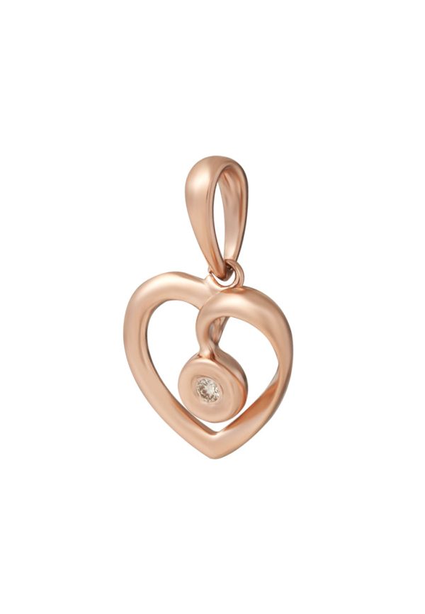 TOMEI [Online Exclusive] Minimalist Heart Shape Pendant, Rose Gold 375 Cheap