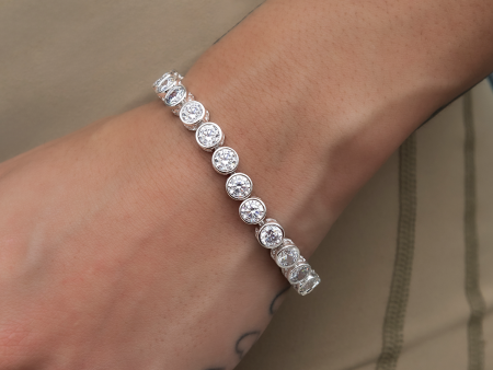 Bezel Tennis Bracelet in White Gold- 5mm Online Sale