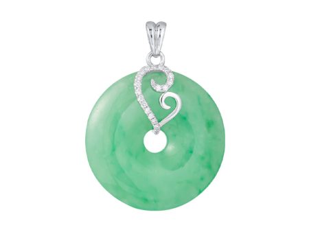 TOMEI Green Jade Circle Pendant, White Gold 750 Online Sale