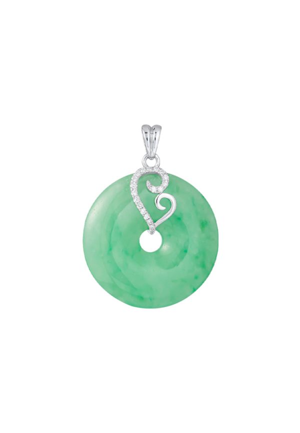 TOMEI Green Jade Circle Pendant, White Gold 750 Online Sale