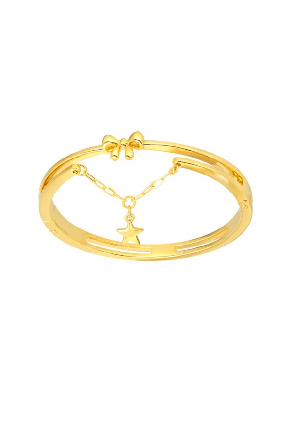 TOMEI Ribbon With Star Bangle, Yellow Gold 999 (5D) Cheap