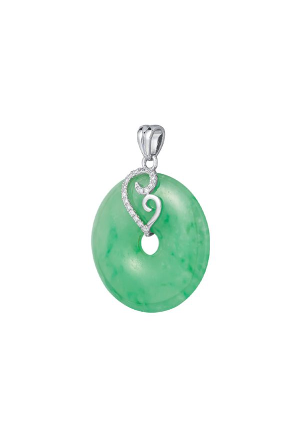 TOMEI Green Jade Circle Pendant, White Gold 750 Online Sale