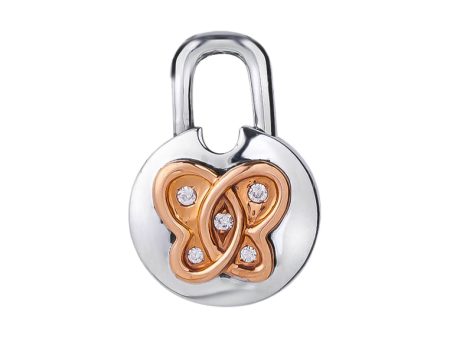 TOMEI Love Lock Collection Butterfly Pendant, White+Rose Gold 750 Online now