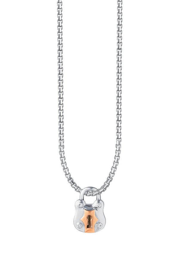 TOMEI Love Lock Collection Rose Beary Pendant, White Gold 750 Cheap