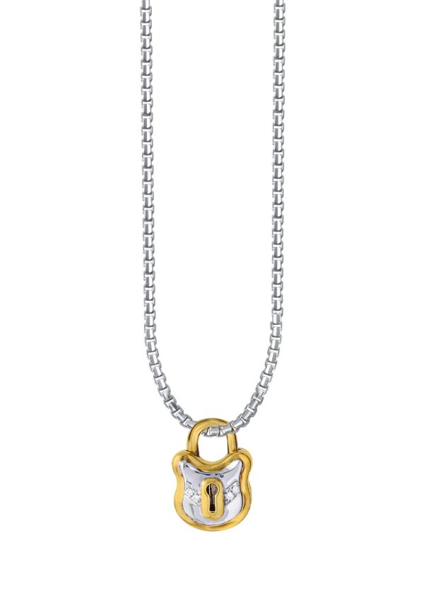 TOMEI Love Lock Collection Pendant, White+Yellow Gold 750 Online Sale