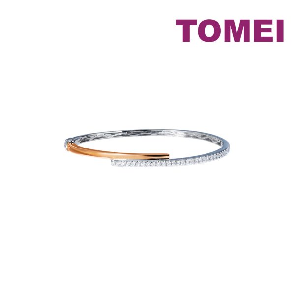 TOMEI Rosy Winter Collection Diamond Bangle, White+Rose Gold 585 For Cheap