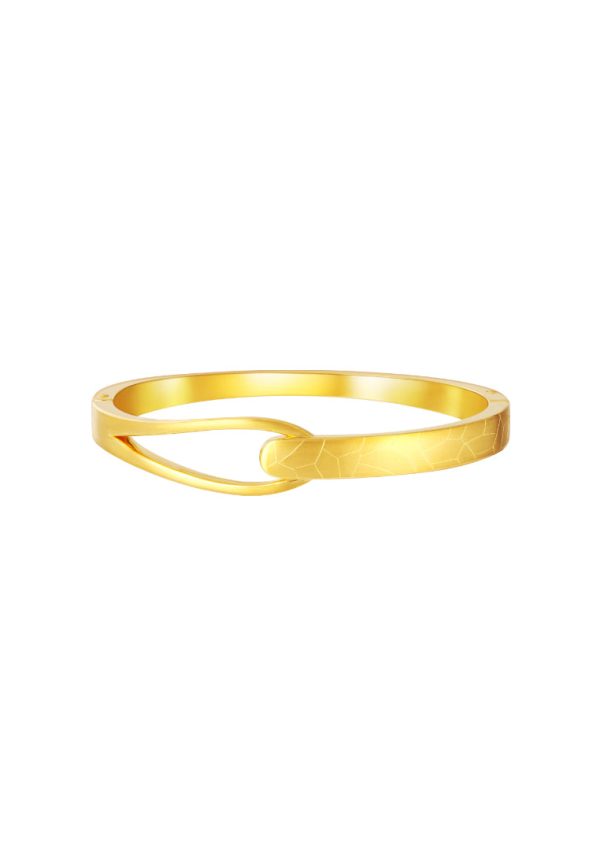 TOMEI Interlock Patterned Bangle, Yellow Gold 999 (5D) Online now