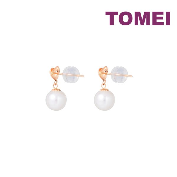 TOMEI Rouge Collection Petite Love Pearl Earrings, Rose Gold 750 Online Sale