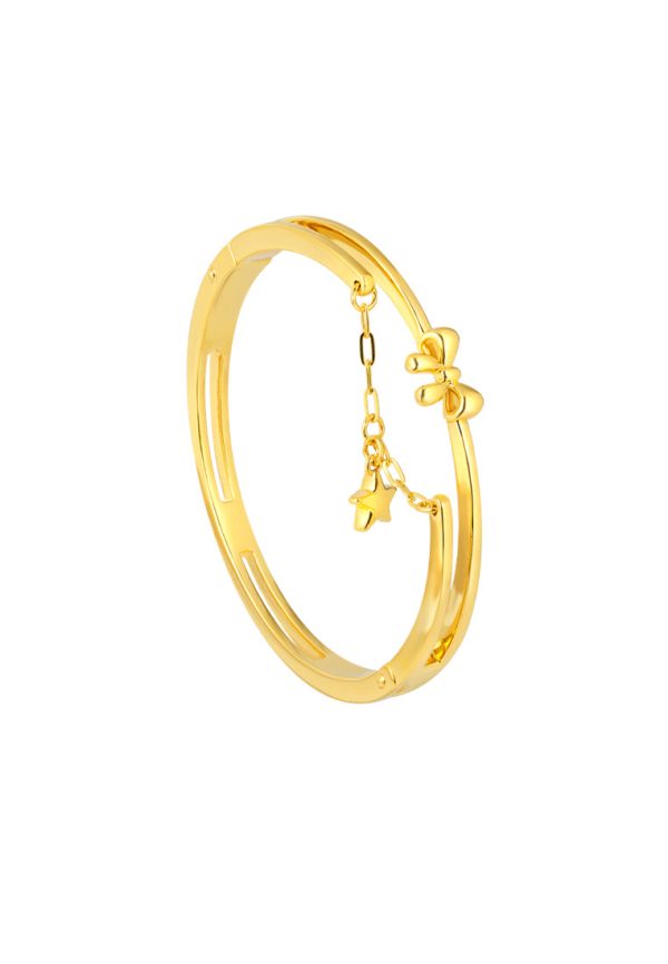 TOMEI Ribbon With Star Bangle, Yellow Gold 999 (5D) Cheap