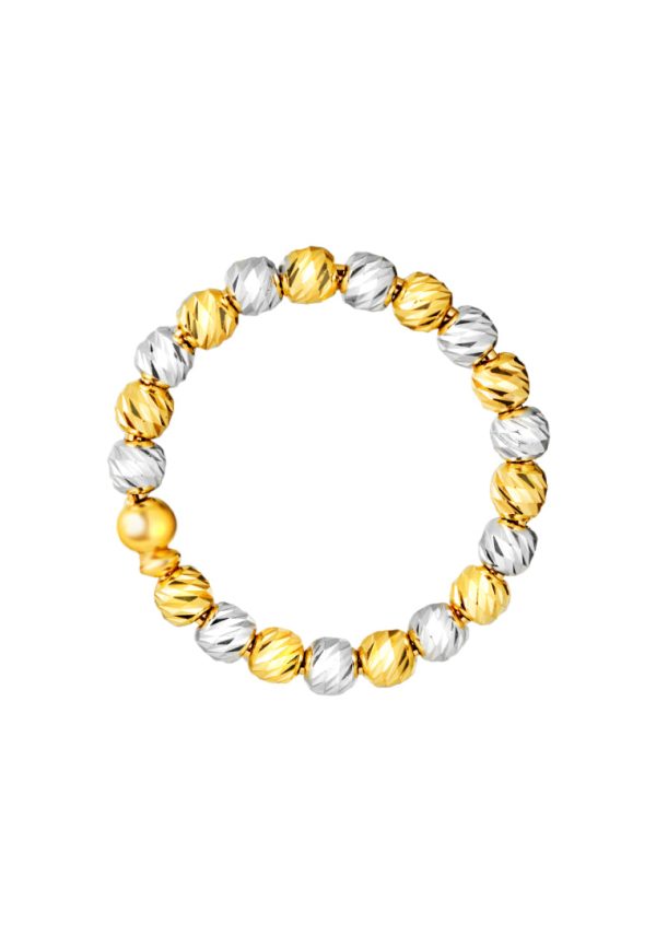 TOMEI Dual-Tone Full Circle Beads Ring, Yellow Gold 916 For Discount